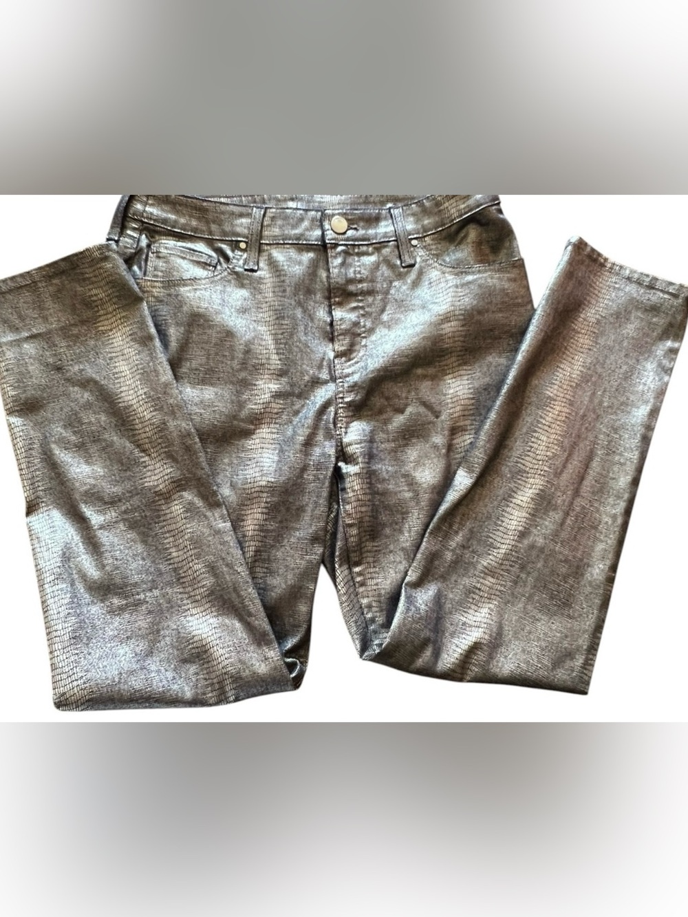 CHICOS Coated Ankle
Jeans | Metallic Silver Women's Skinny Pants